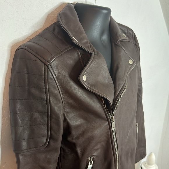 Bolongaro Trevor by ASOS  Chocolate Brown Leather Jacket - size Small - Picture 7 of 13